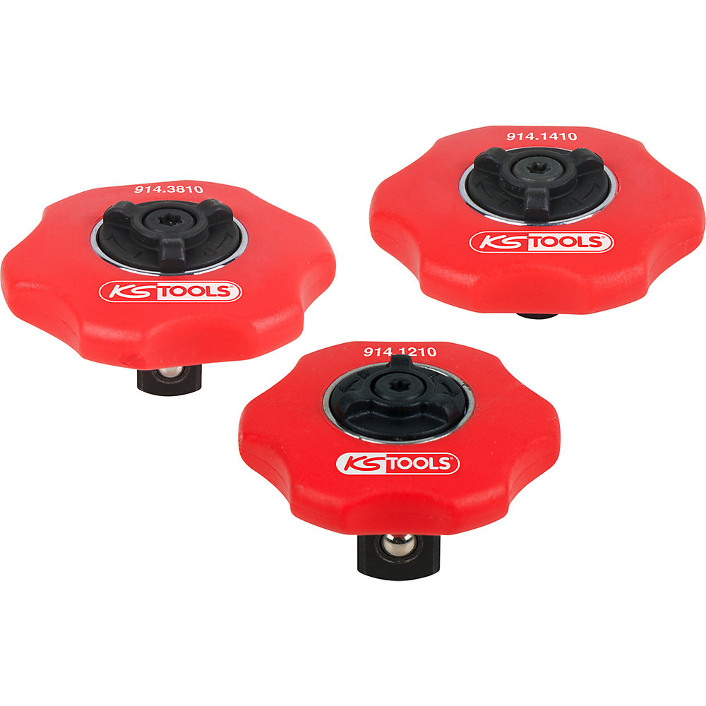 KS Tools Set minicricchetti reversibili manuali da 1/4'' + 3/8'' + 1/2'', 3 pezzi, reversibili