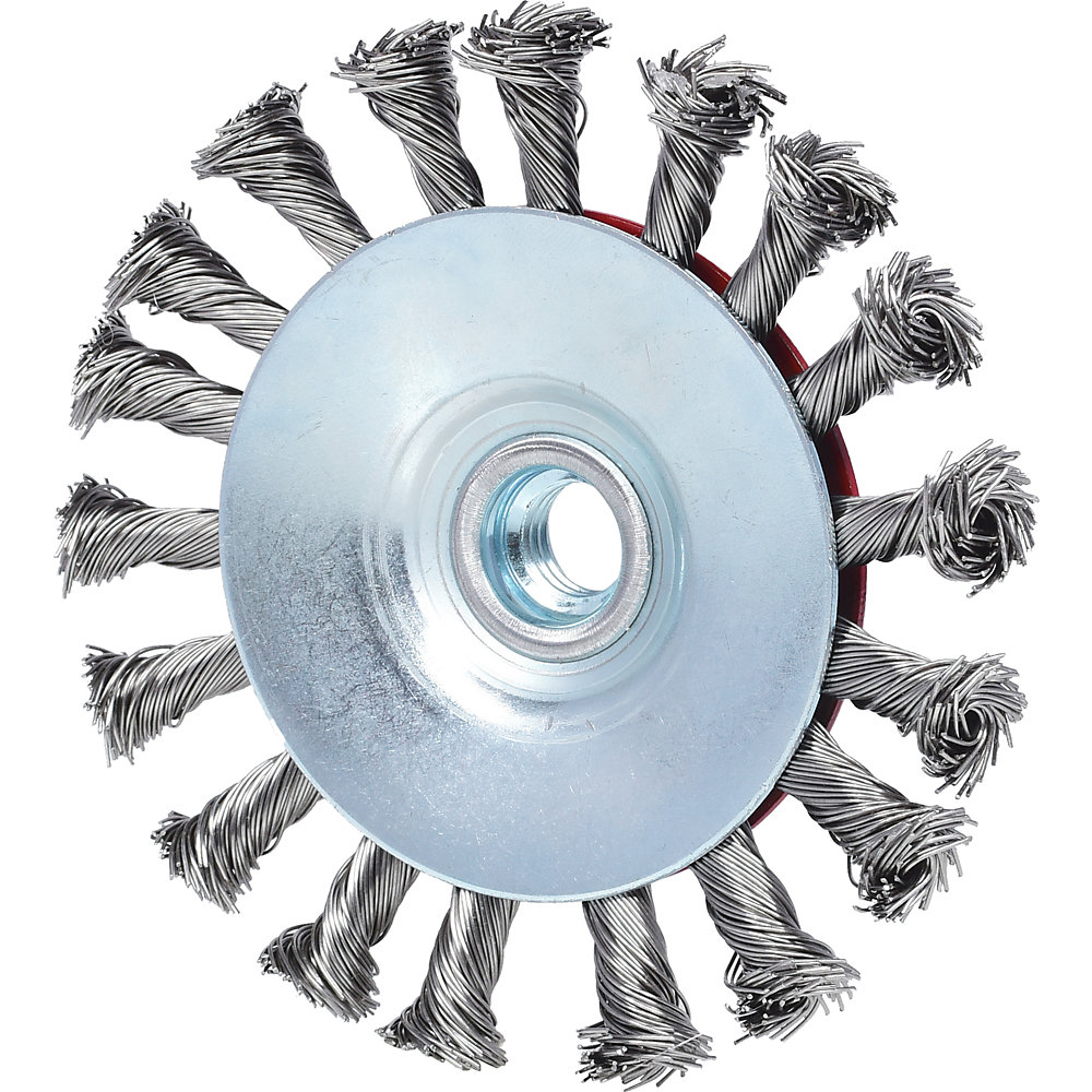 KS Tools Spazzola circolare conica in filo d'acciaio inox, 0,5 mm, Ø 115 mm