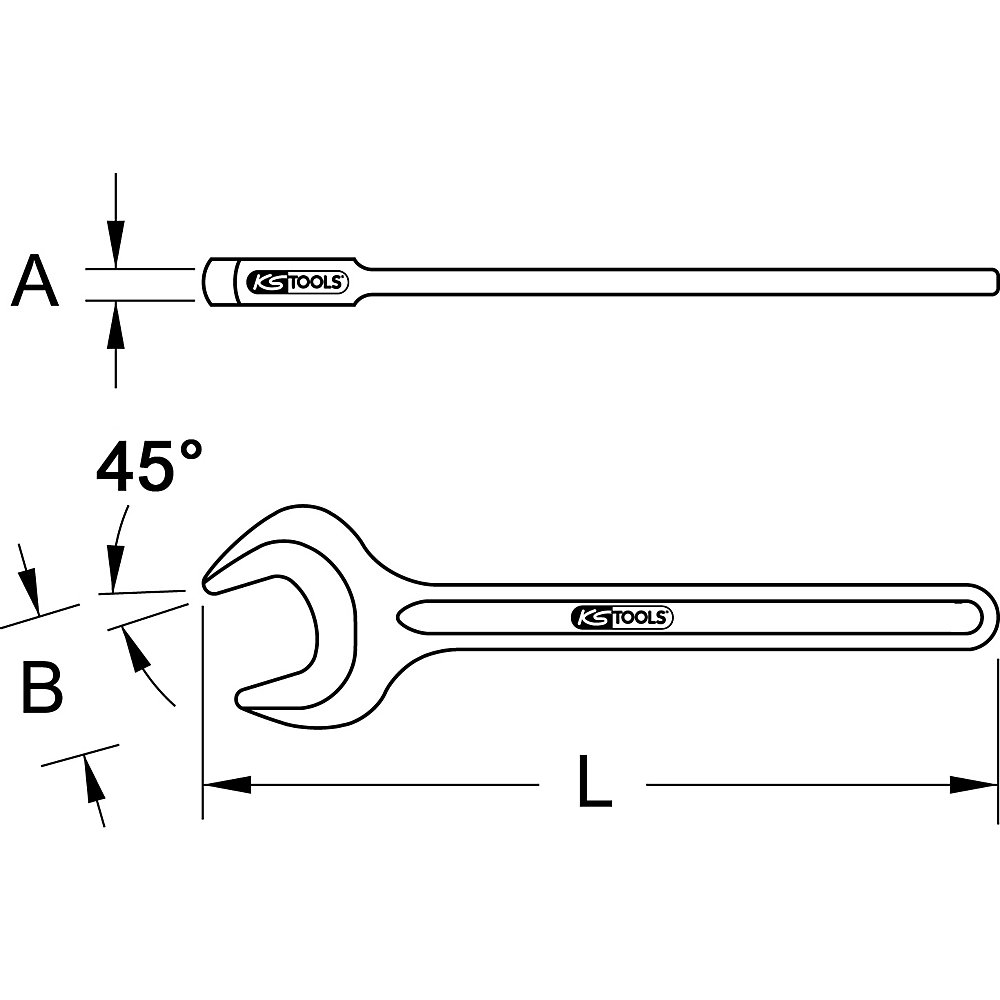 KS Tools Chiave a forchetta BRONZEplus, forche inclinate di 45°, metrica, 22 mm