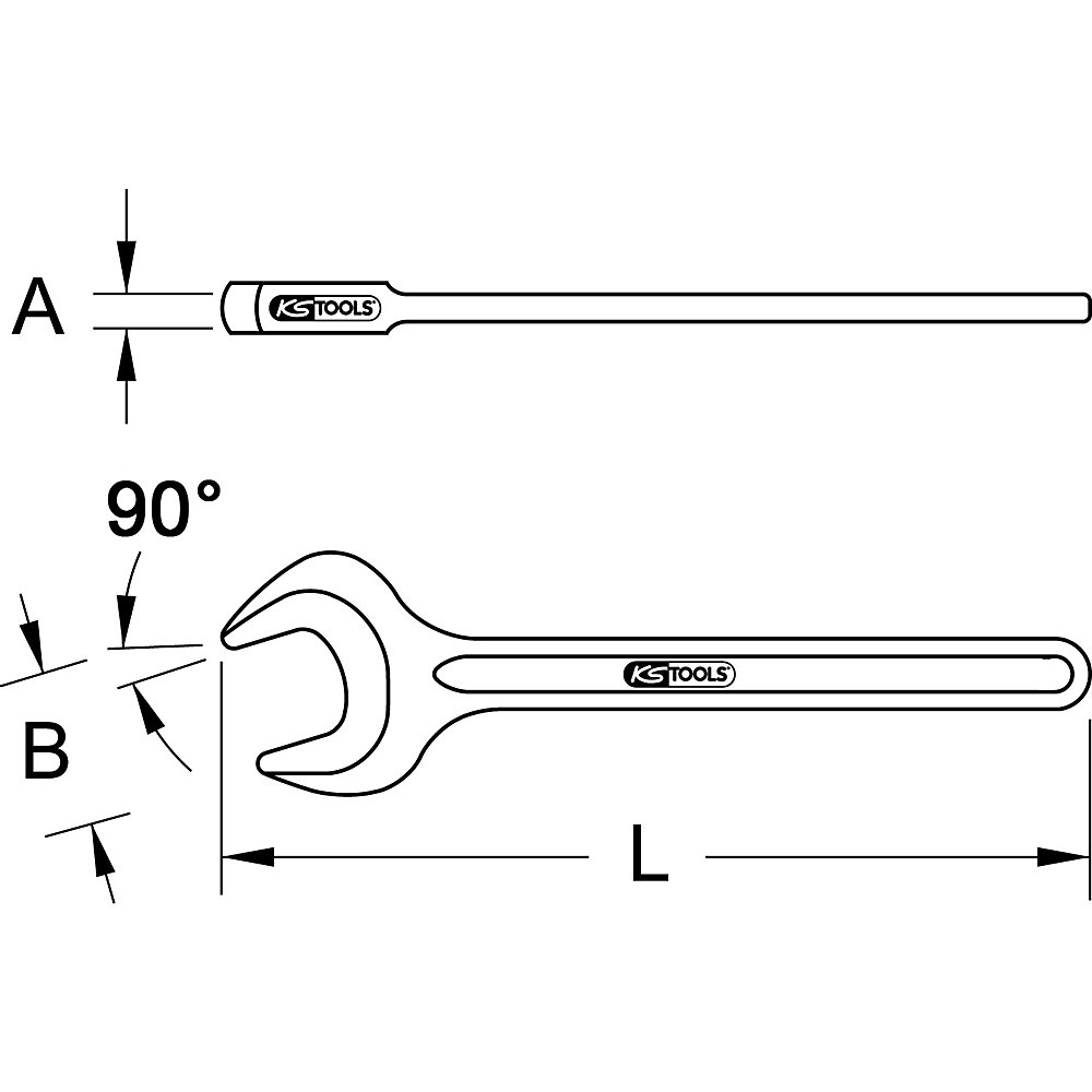 KS Tools Chiave a forchetta BRONZEplus, forche inclinate di 90°, metrica, 22 mm