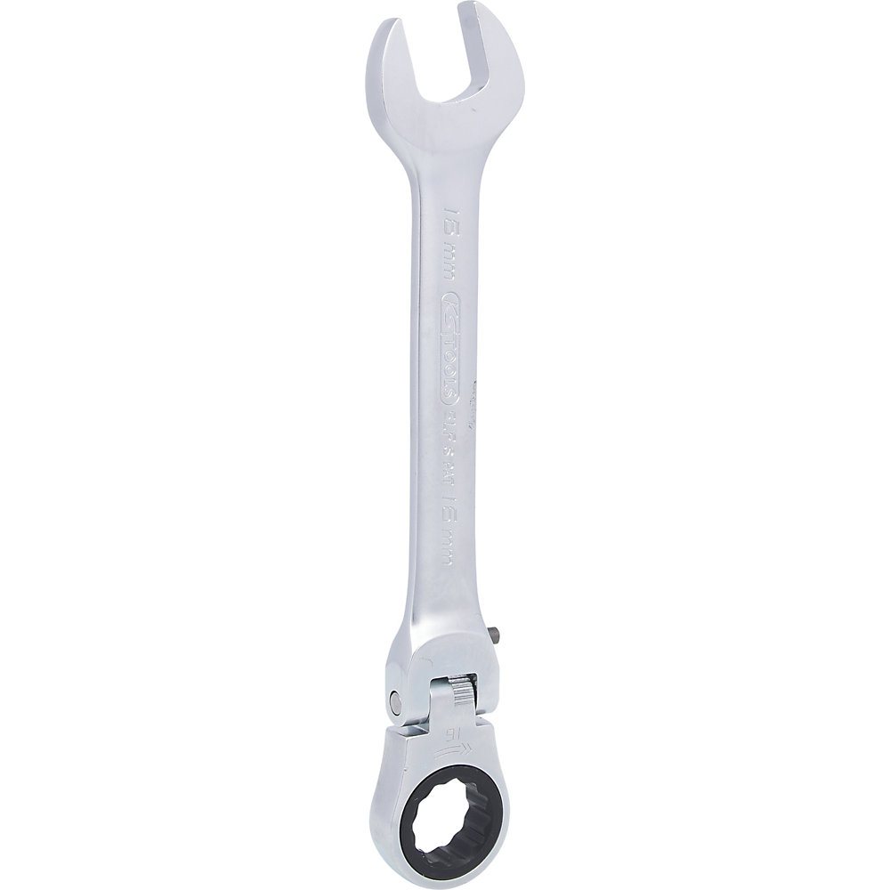 KS Tools Chiave combinata a cricchetto con snodo GEARplus, con bloccaggio, forche inclinate di 15°, 9 mm