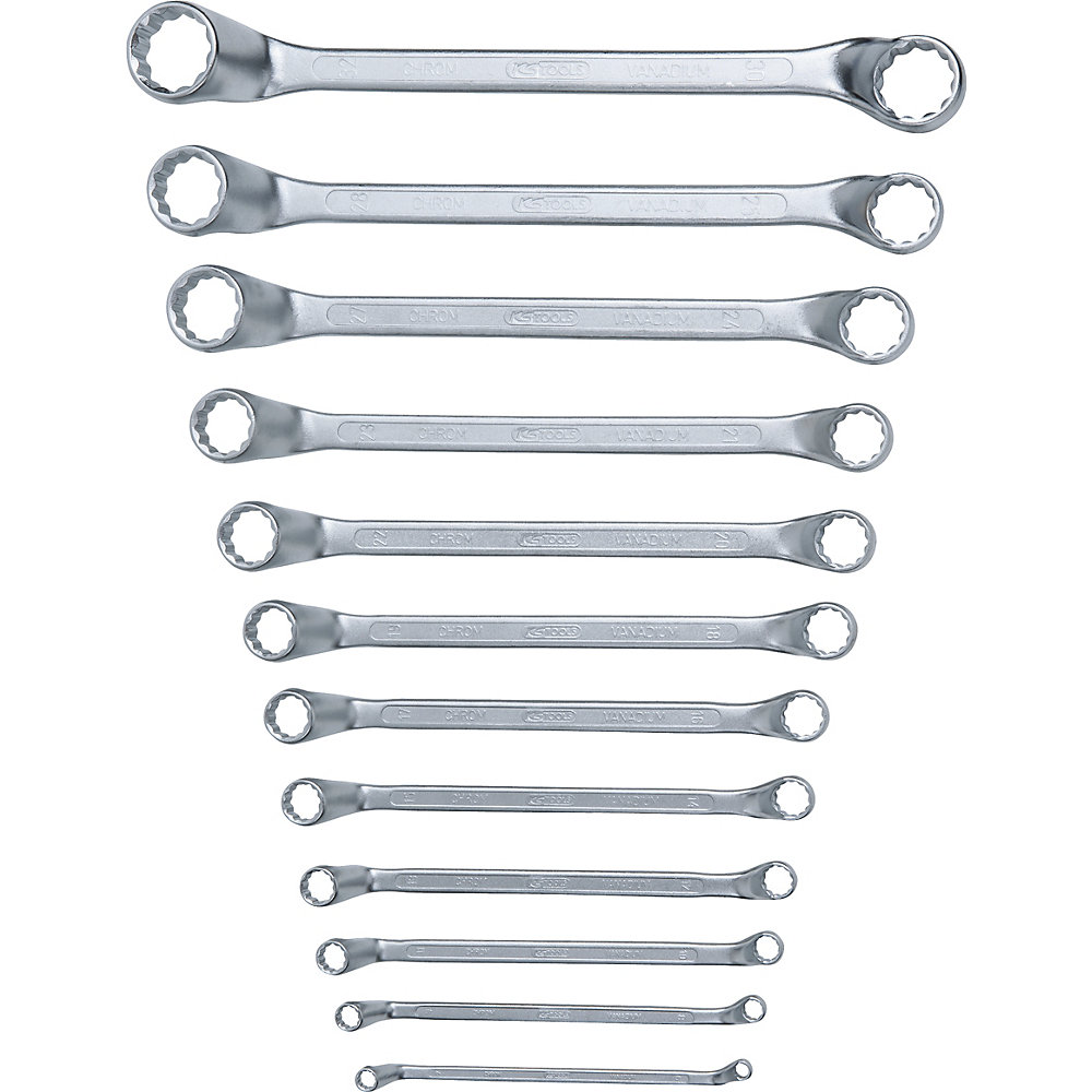 KS Tools Set di chiavi poligonali a due bocche, anello piegato a 75°, 12 pezzi