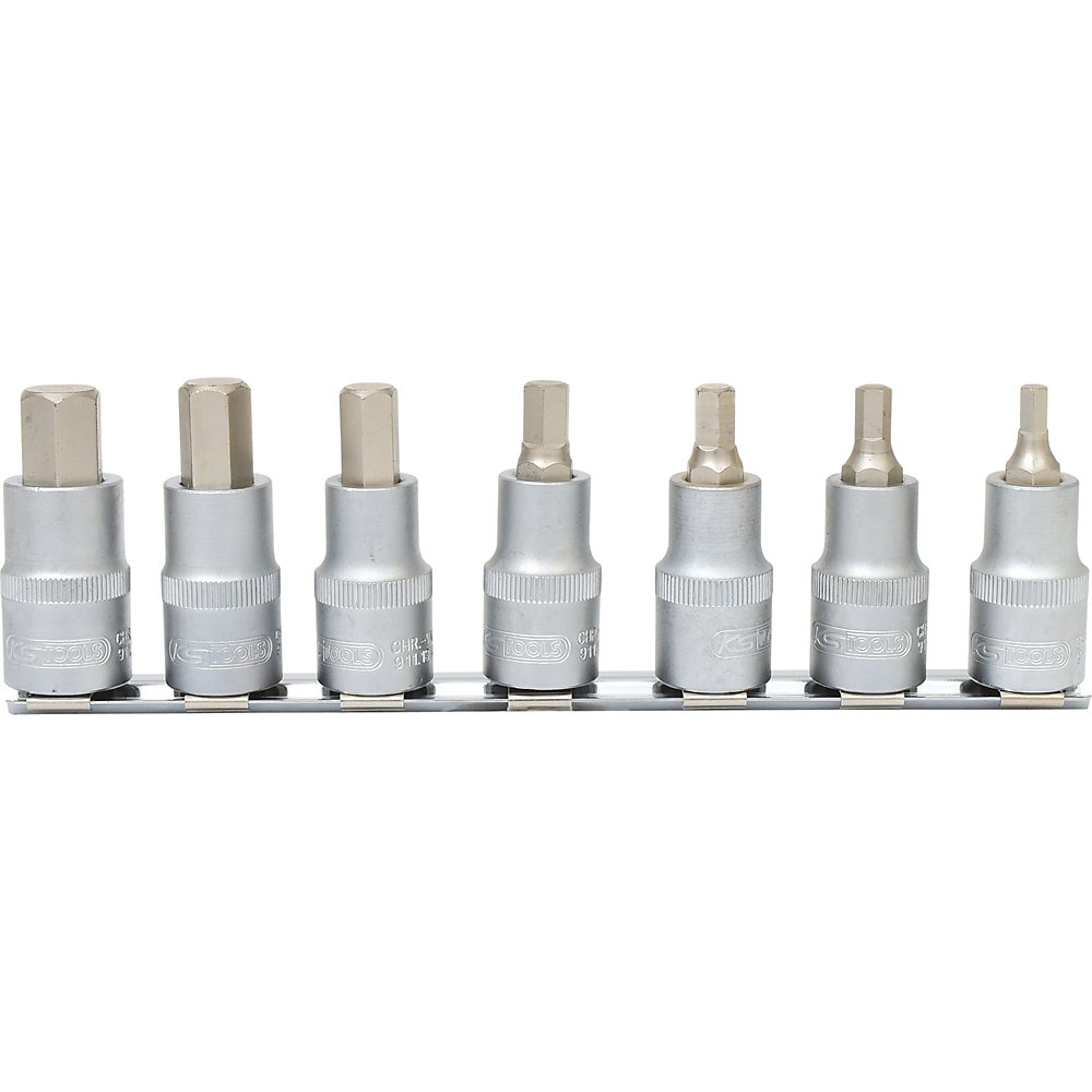 KS Tools Set di bussole per viti da 1/2'', corte, esagono incassato, 7 pezzi