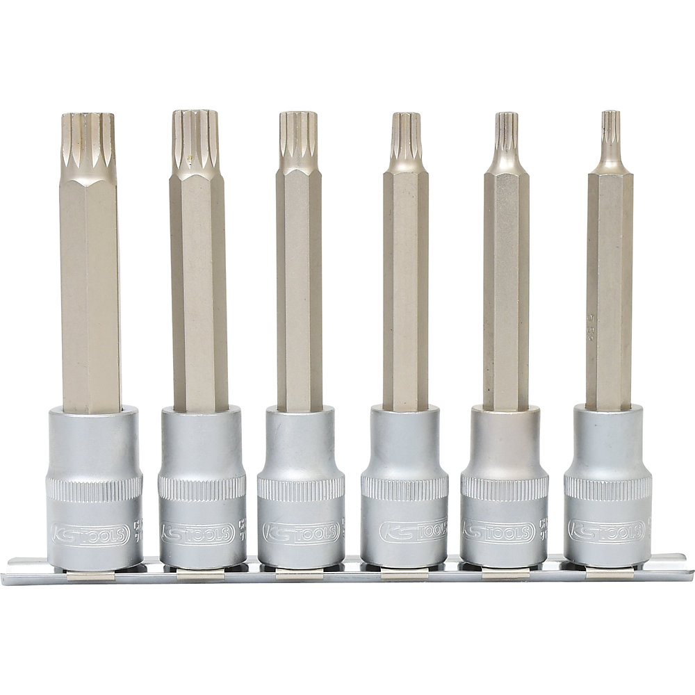 KS Tools Set di bussole per viti da 1/2'', lunghe, profilo (XZN®), 6 pezzi