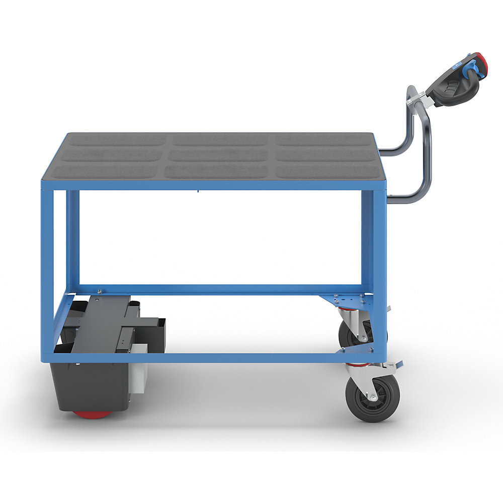 Montagewagen mit Elektroantrieb, 1 Etage aus Kunststoff, LxBxH 1670 x 800 x 1300 mm, blau eurokraft pro 2