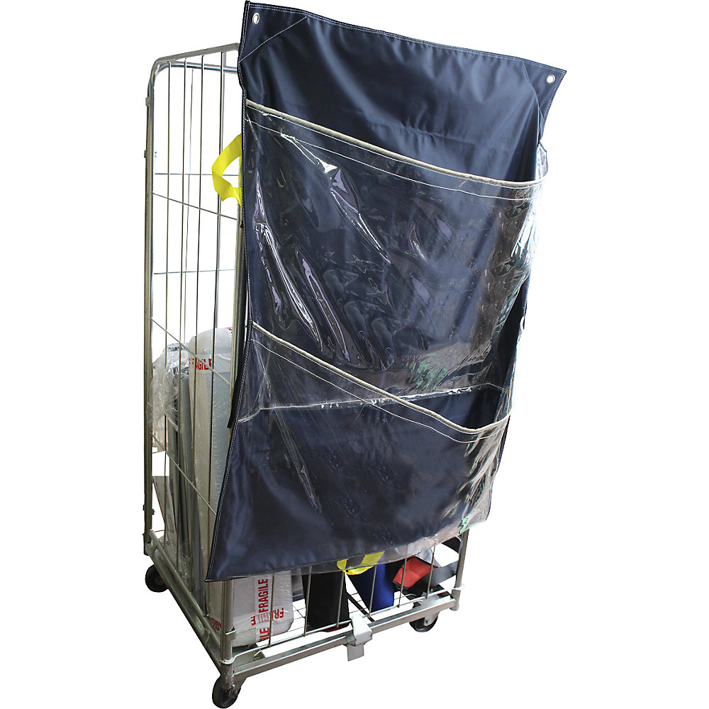 kaiserkraft Racksack® für Rollbehälter, mit 2 Taschen, blau/transparent 2