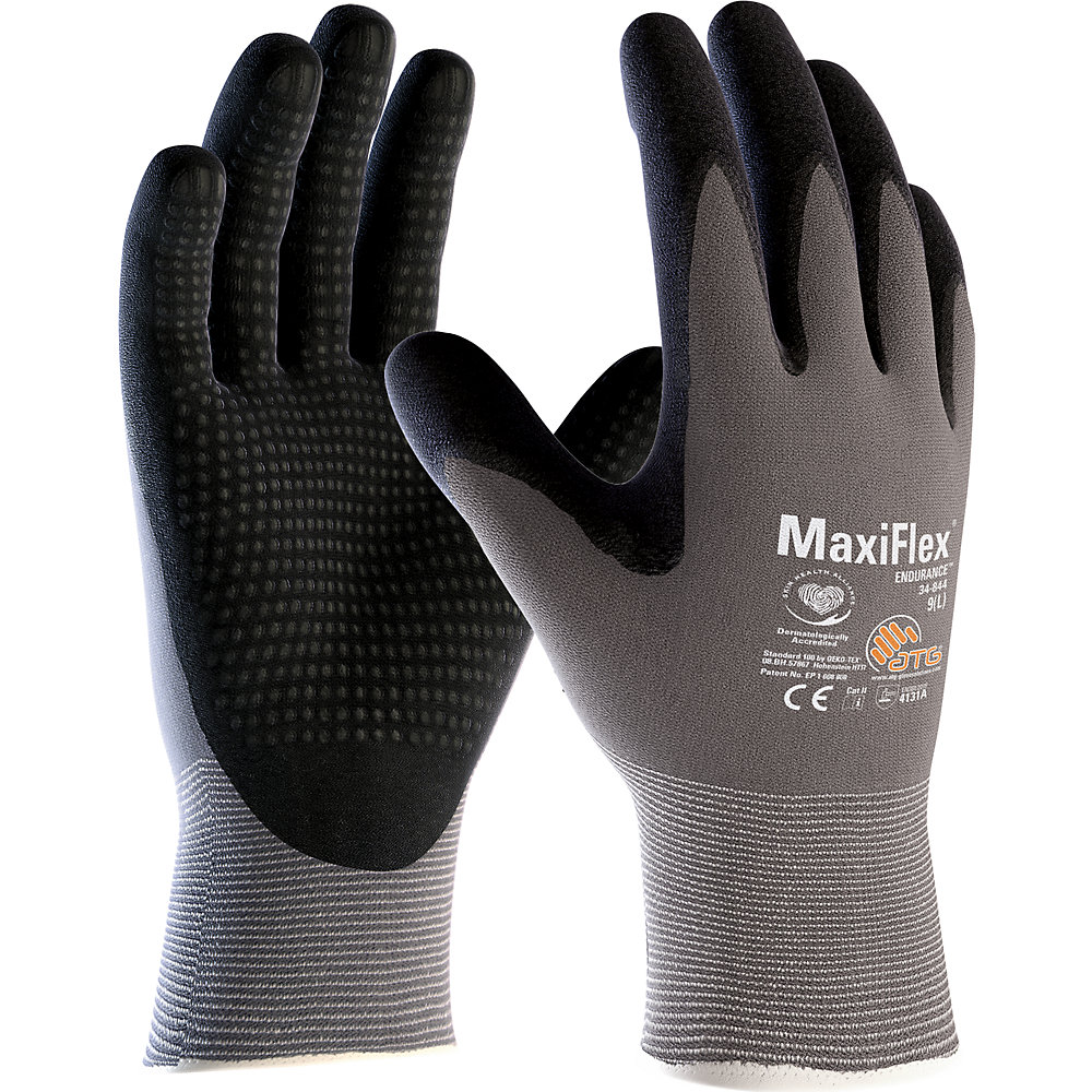 ATG Gants en tricot de nylon MaxiFlex® Endurance™, noir / gris, lot de 12 paires, taille 8