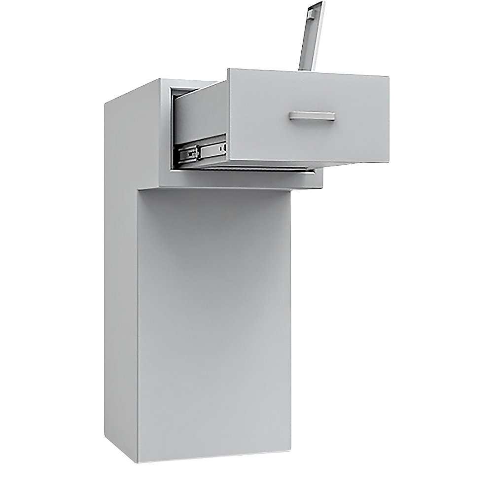 Coffre de sécurité à trappe, arrière avec tiroir ouvert, avec saillie