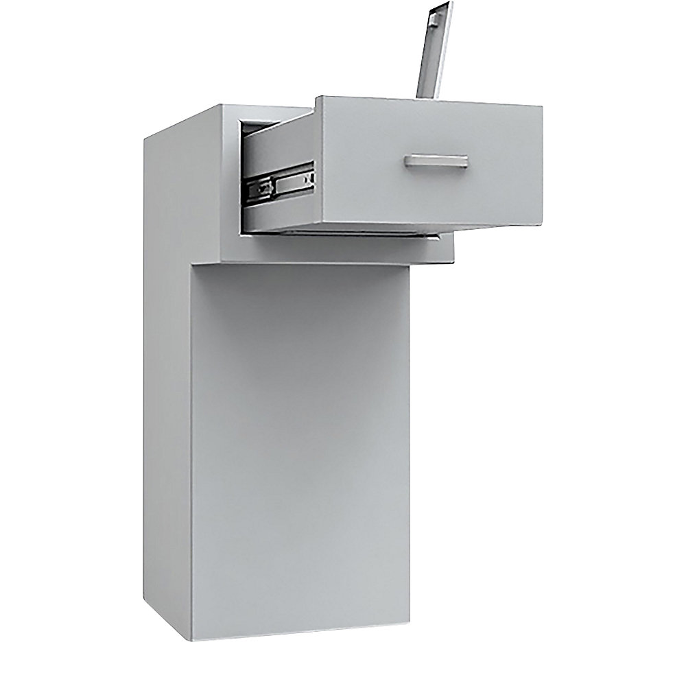 Coffre de sécurité à trappe, arrière avec tiroir ouvert, avec saillie