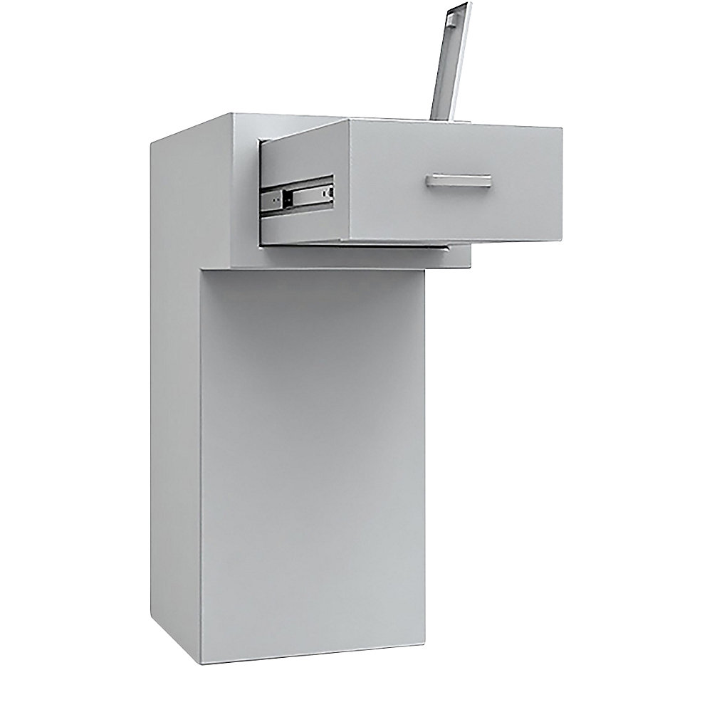 Coffre de sécurité à trappe, arrière avec tiroir ouvert, avec saillie