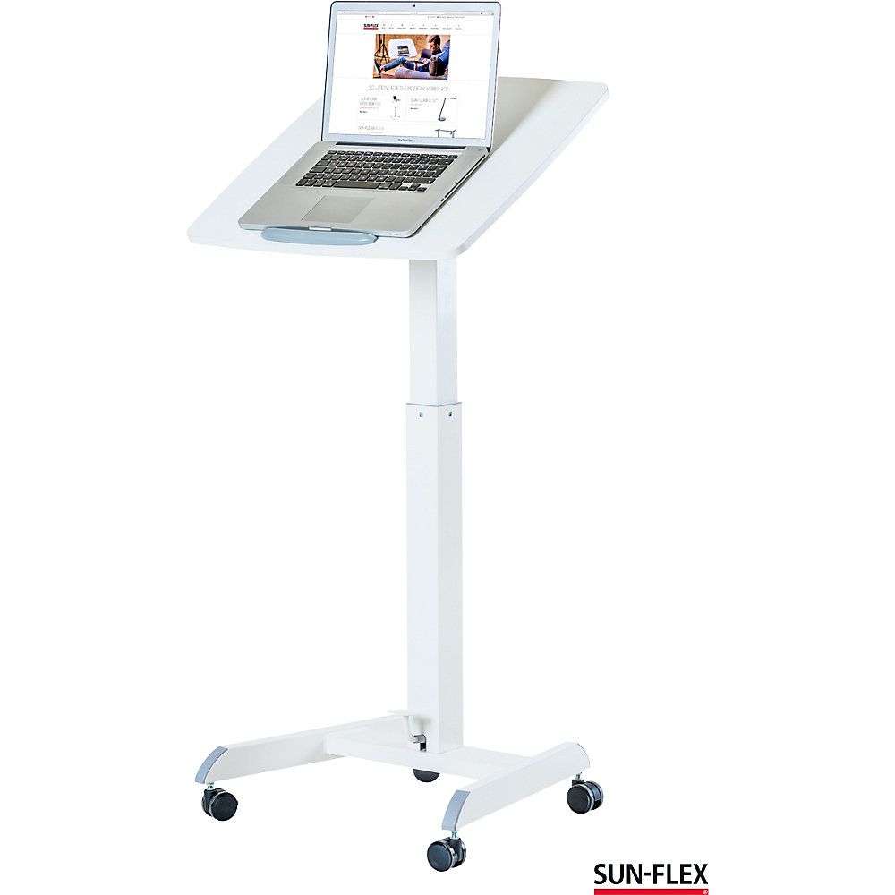 kaiserkraft Höhenverstellbarer Tisch Sun-flex Easydesk Pro, Monosäulen-Beistelltisch, weiß 2