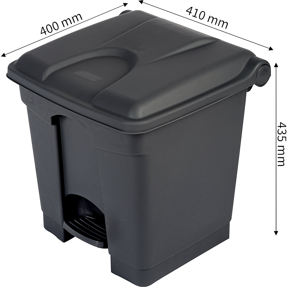 Tretabfallsammler aus Rezyklat, antibakteriell, Volumen 30 l, HxBxT 435 x 400 x 410 mm, schwarz, ab 5 Stk Probbax 2