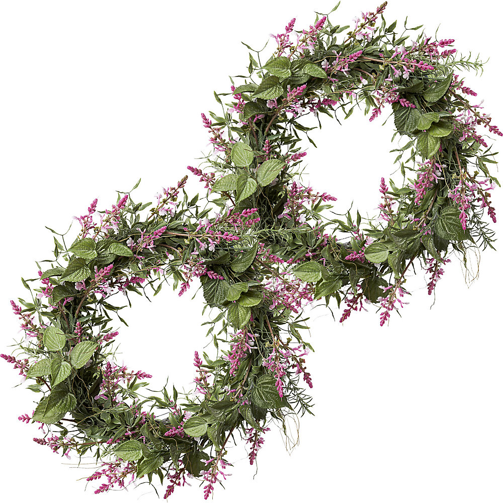 Lavendelmix krans, hoogte 450 mm, VE = 2 stuks, bloemen roze