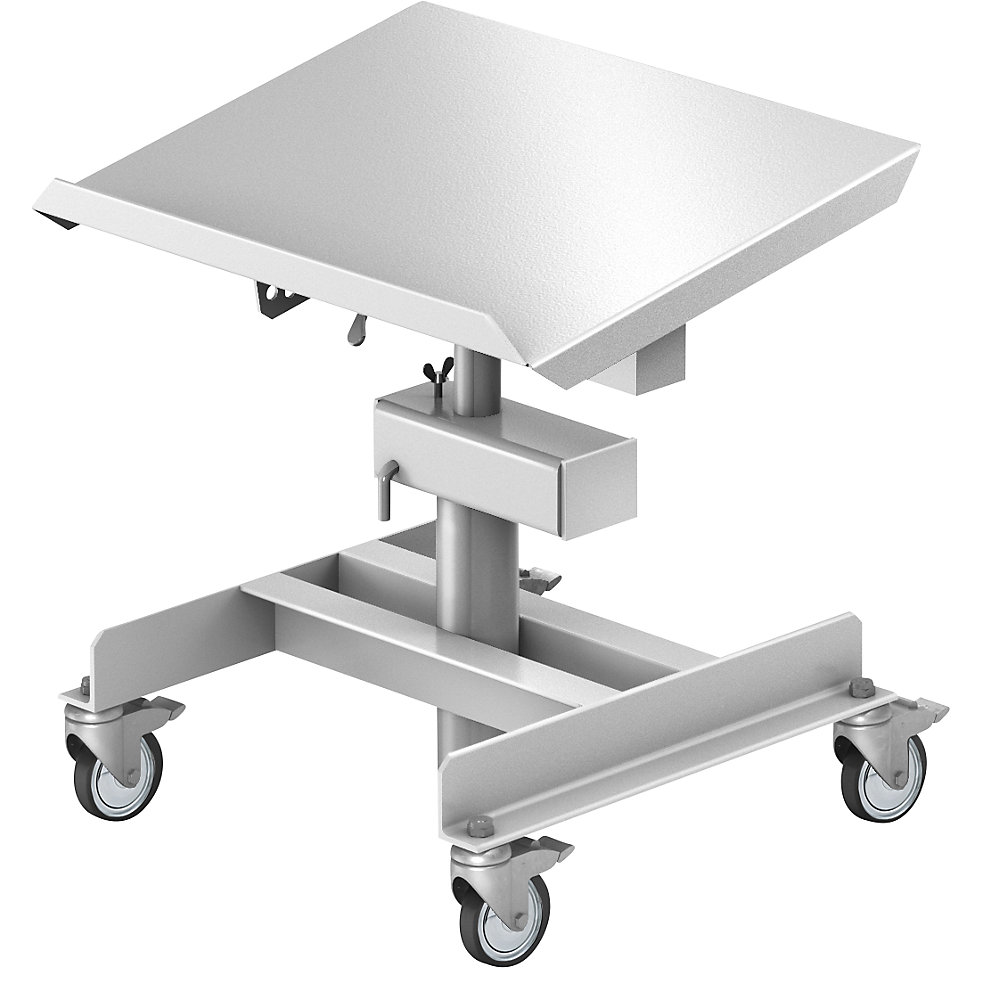 EUROKRAFTpro Carrello portamateriale ESD, freno a caduta pneumatico, range di regolazione altezza 510 - 700 mm