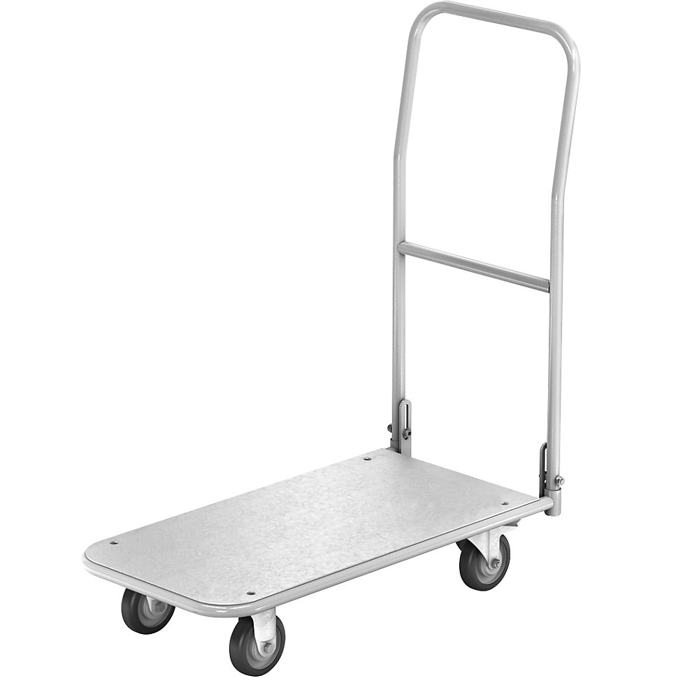 EUROKRAFTpro Carrello a pianale ESD, superficie d'appoggio lungh. x largh. 850 x 430 mm, impugnatura ribaltabile