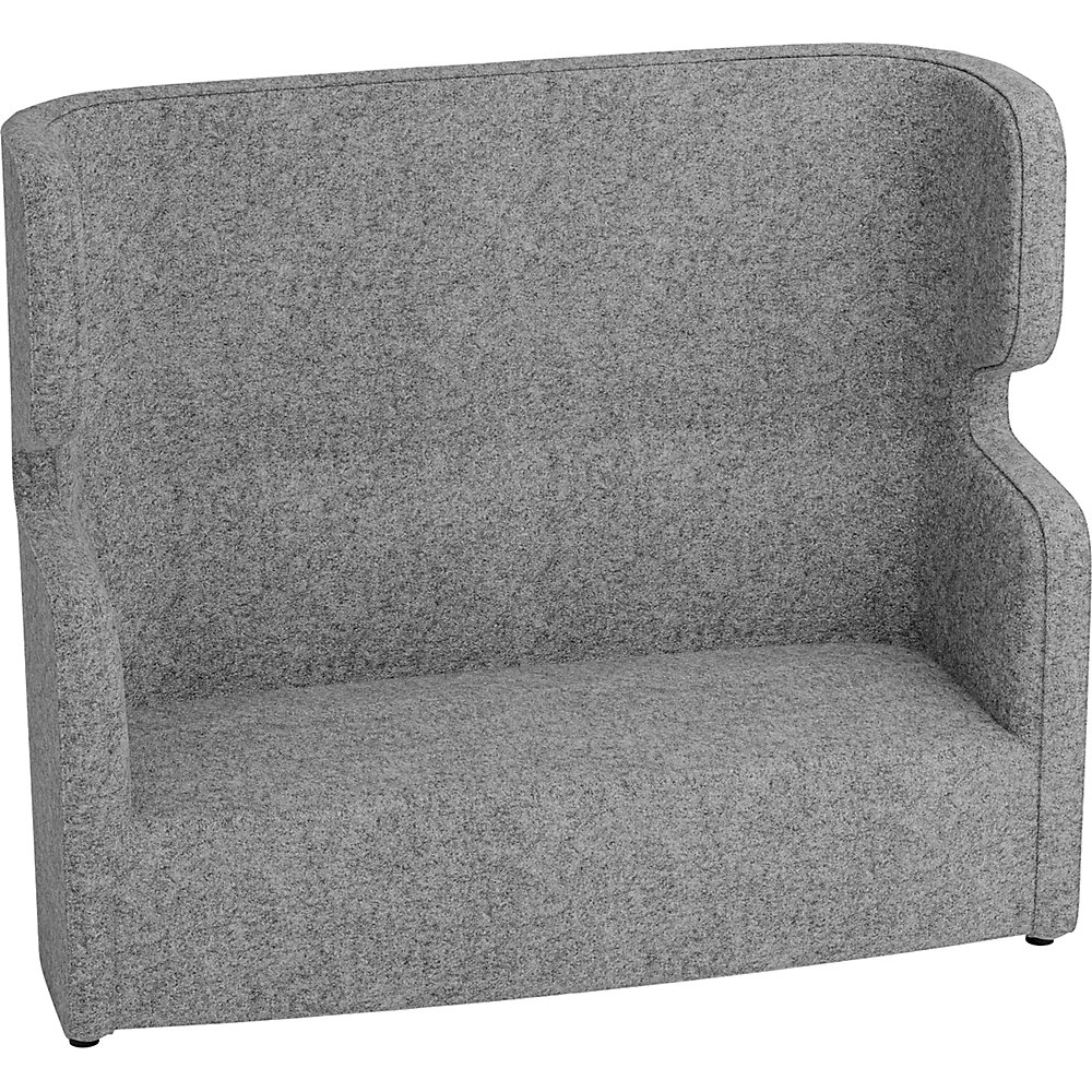 Image of BISLEY Divano in materiale fonoassorbente VIVO, divano a due posti con schienale alto, grigio chiaro