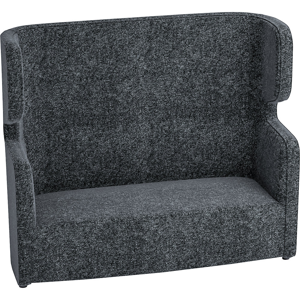 Image of BISLEY Divano in materiale fonoassorbente VIVO, divano a due posti con schienale alto, antracite