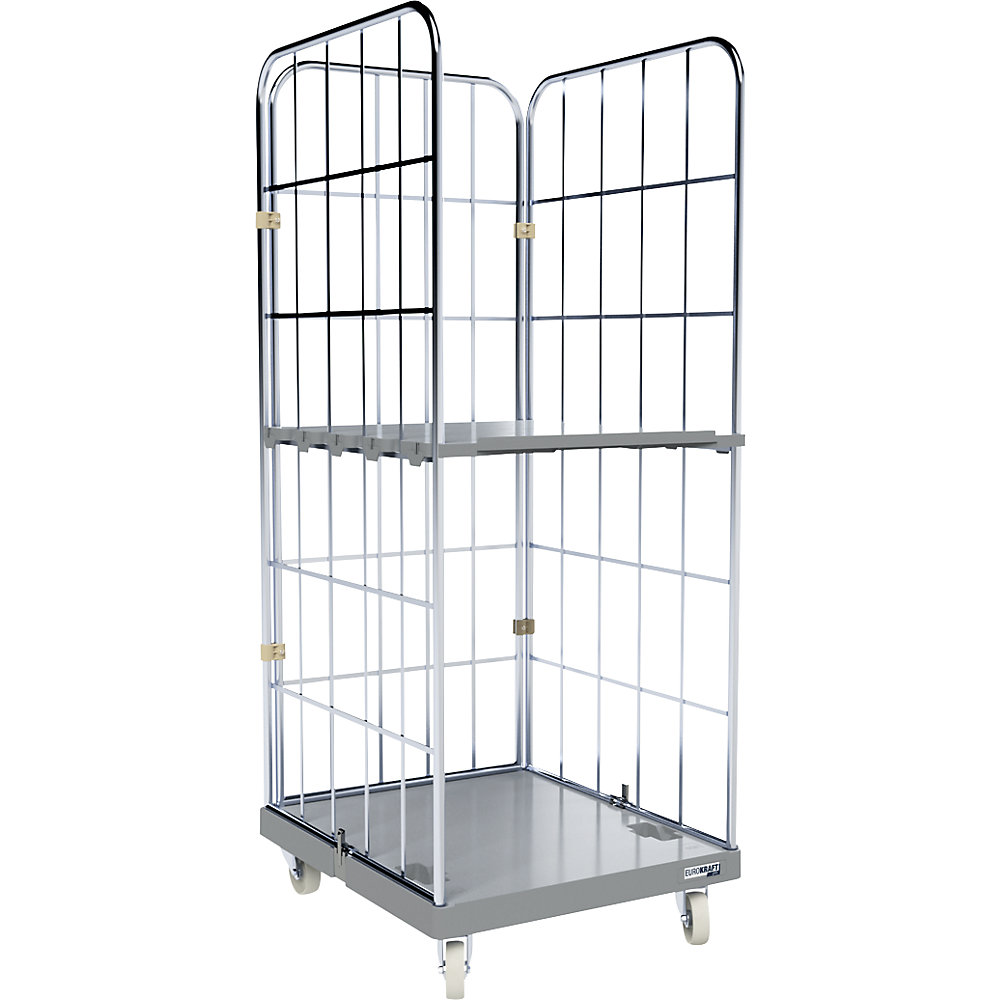 EUROKRAFTpro Rollcontainer igienico, acciaio inox, con 3 sponde laterali