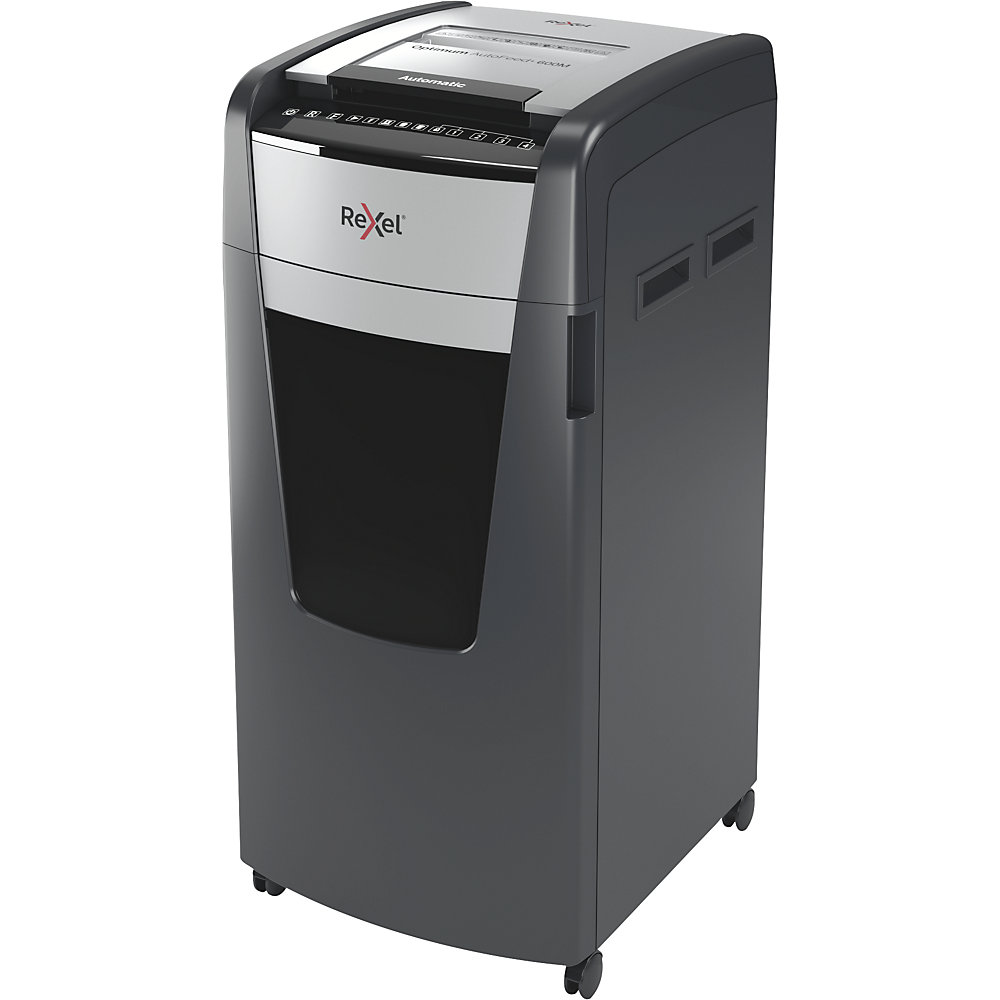 Rexel Distruggidocumenti Optimum AutoFeed+ 600M, capacità cestino 110 l, taglio a striscioline, 10 fogli