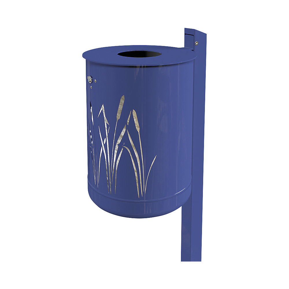 Cestino per rifiuti da esterno 50 l, da annegare nel cemento, blu cobalto