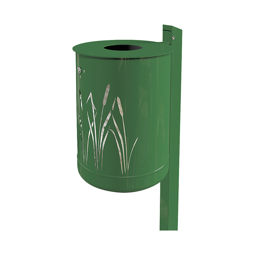 Cestino per rifiuti da esterno 50 l, da annegare nel cemento, verde muschio