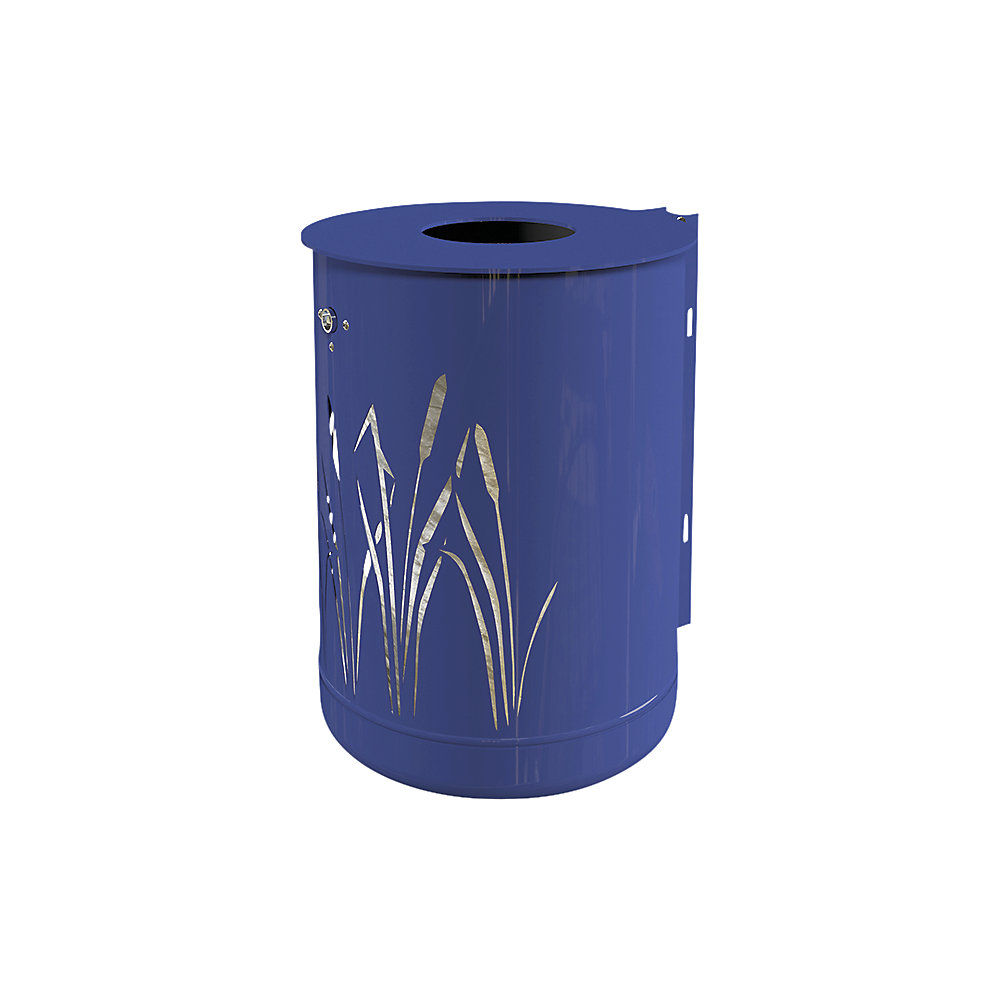 Cestino per rifiuti da esterno 50 l, per il montaggio a parete e su montanti, blu cobalto