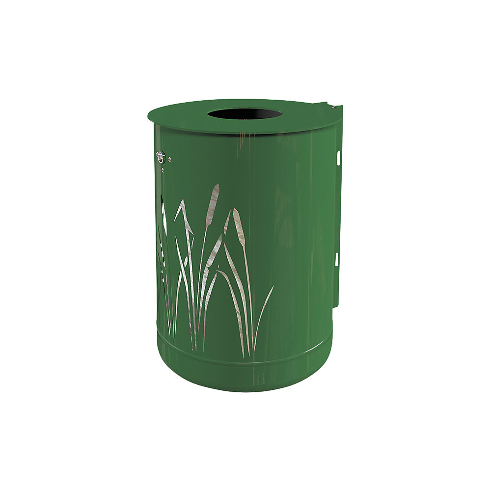 Cestino per rifiuti da esterno 50 l, per il montaggio a parete e su montanti, verde muschio