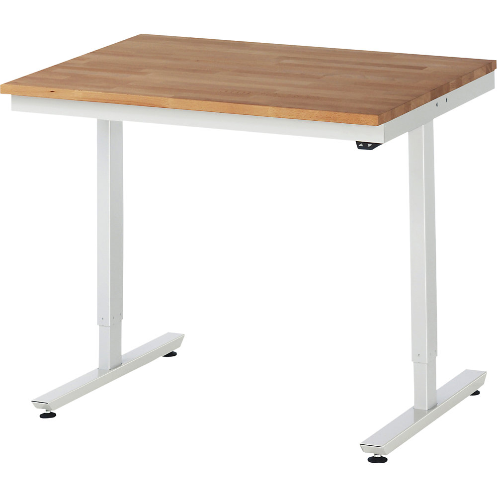 Arbeitstisch, elektrisch höhenverstellbar - Tragkraft 150 kg, Buchenplatte massiv, Höhe 720 - 1120 mm, BxT 1000 x 800 mm RAU