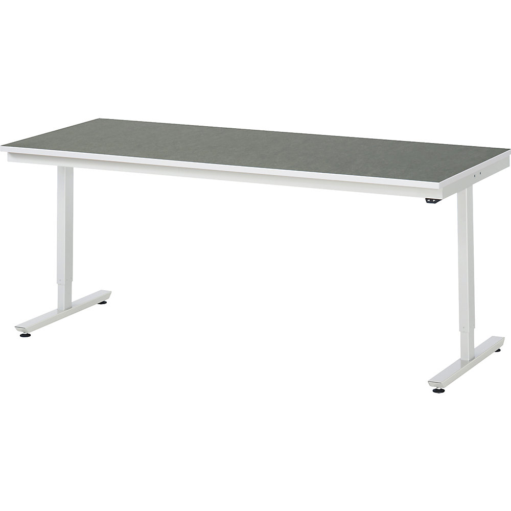 Arbeitstisch, elektrisch höhenverstellbar - Tragkraft 150 kg, Linoleumbelag, Höhe 720 - 1120 mm, BxT 2000 x 800 mm RAU