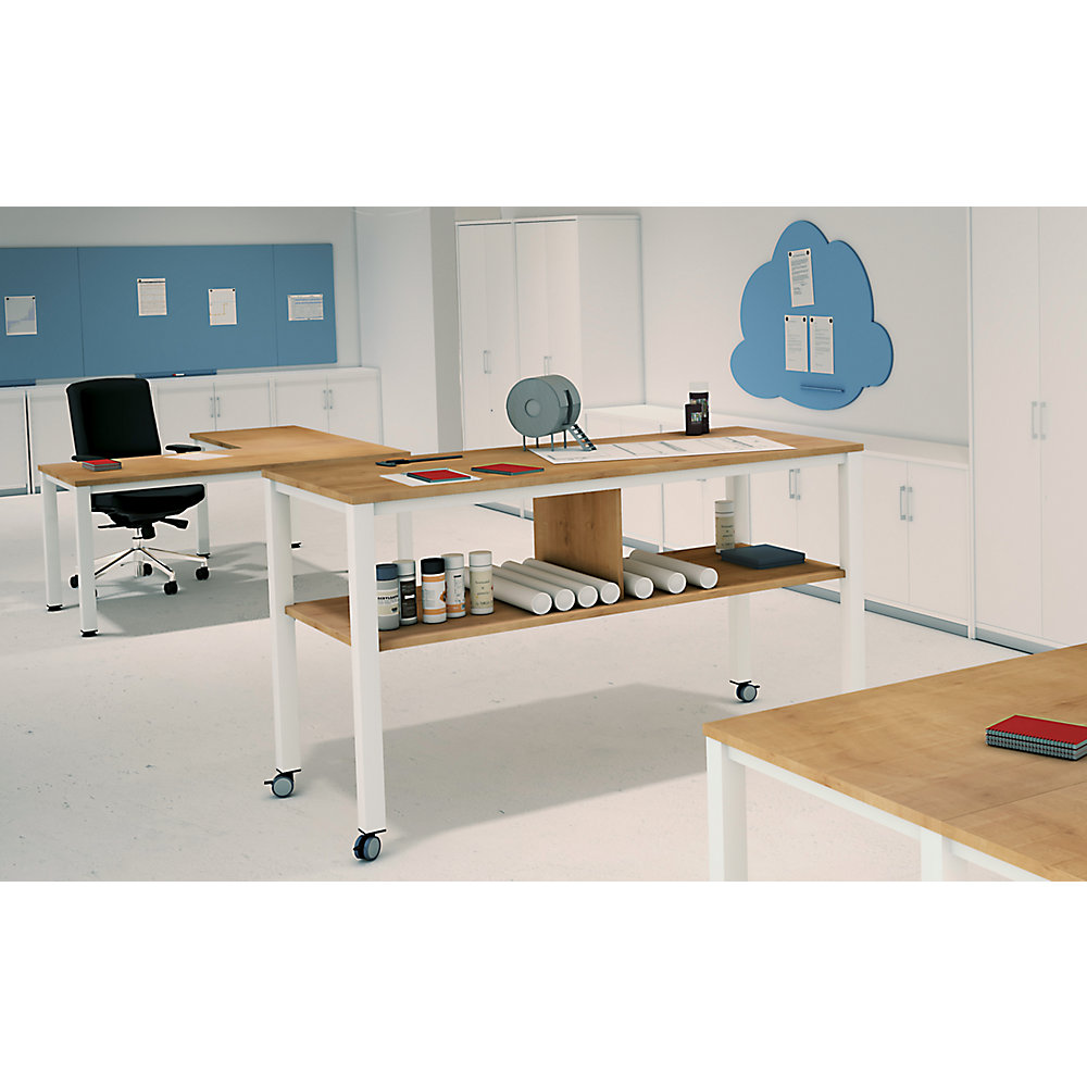 kaiserkraft E2008 Multifunctional Table White/Beech 2