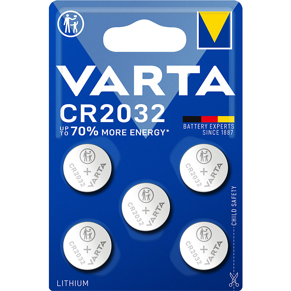 VARTA Pila a bottone LITHIUM, CR2032, conf. da 5 pezzi, a partire da 10 conf.