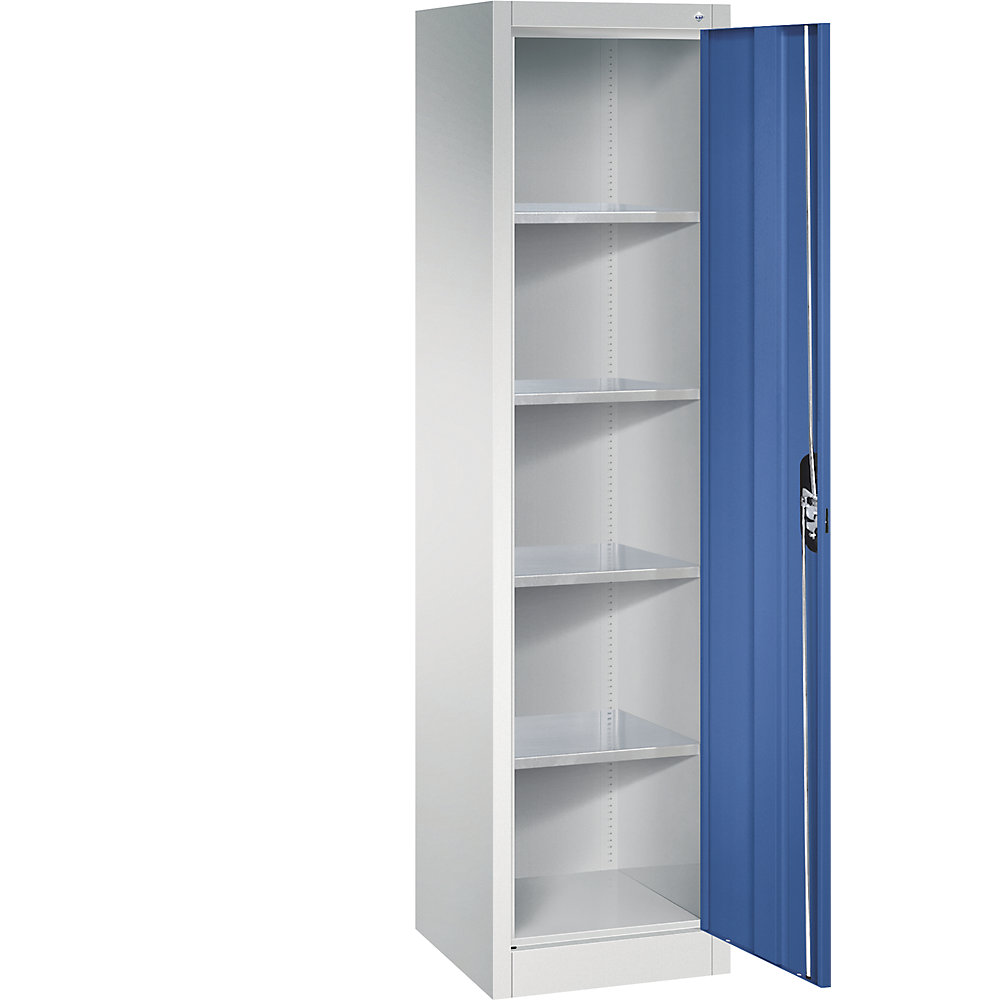 C+P Armadio da officina con ante a battente, alt. x largh. x prof. 1950 x 502 x 500 mm, grigio chiaro / blu genziana