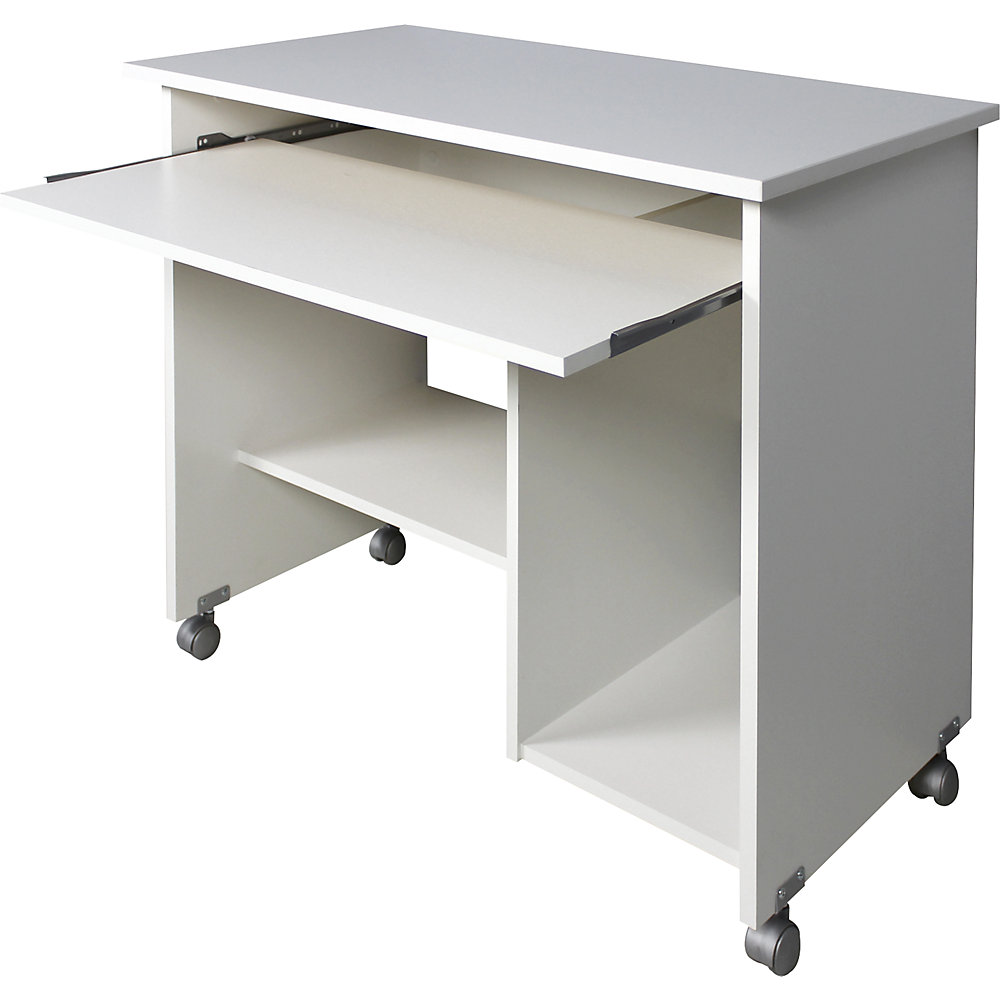 Scrivania per computer con rotelle 0482, alt. x largh. x prof. 720 x 900 x 480 mm, bianco