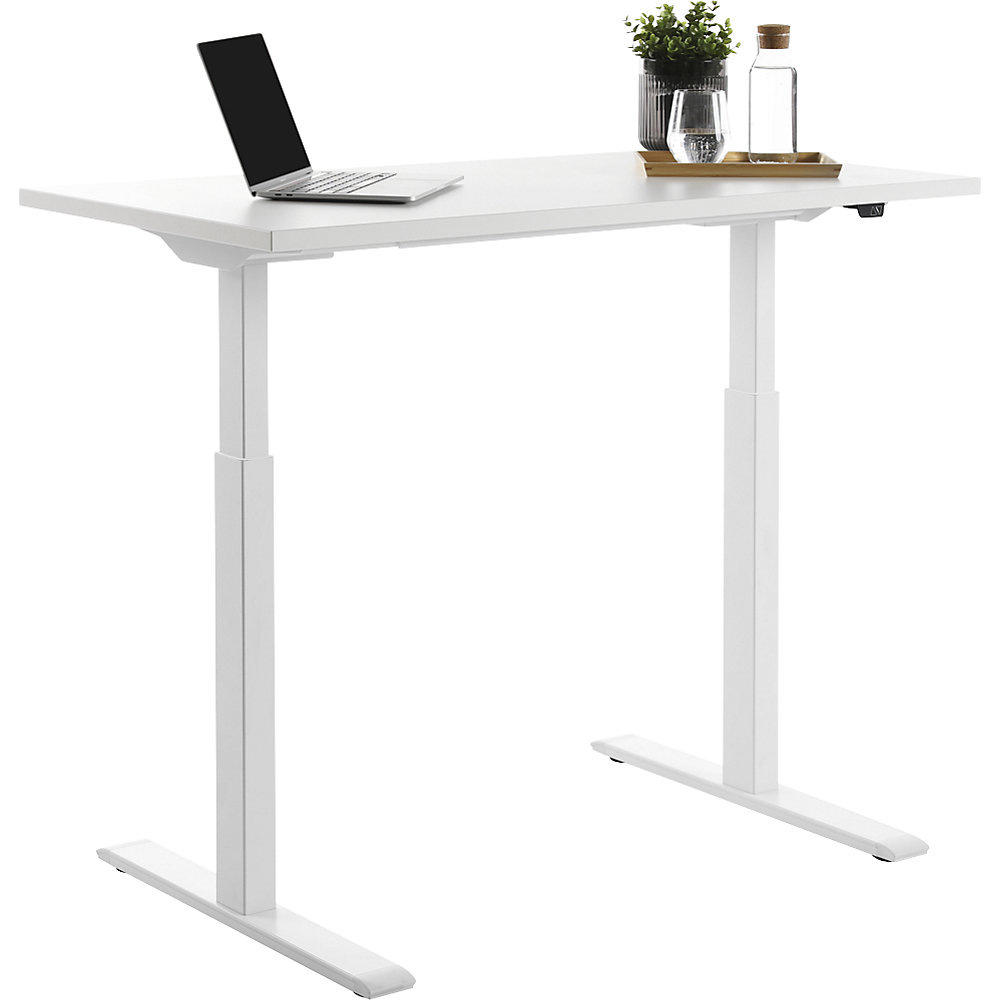 Schreibtisch, elektrisch höhenverstellbar, gerade, BxT 1200 x 600 mm, weiß/weiß Topstar 2