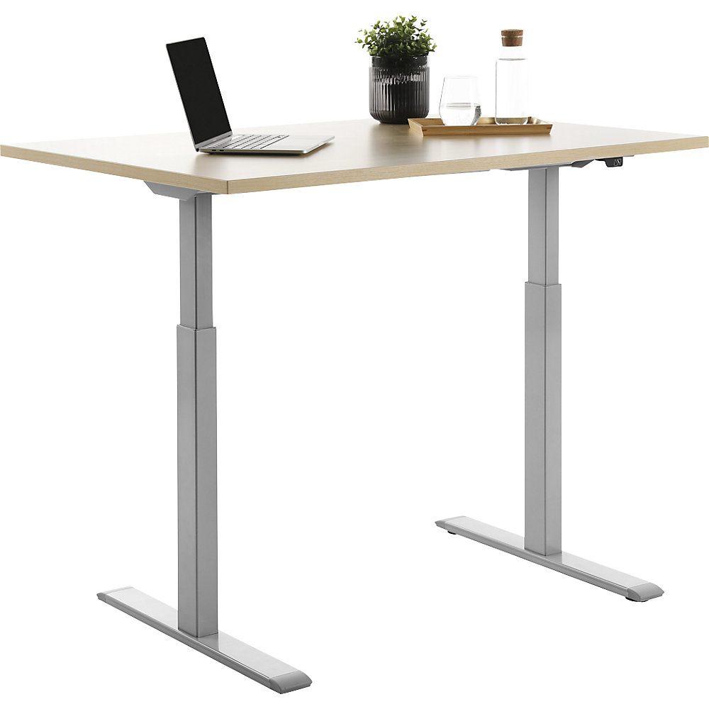 Schreibtisch, elektrisch höhenverstellbar, gerade, BxT 1200 x 800 mm, Ahorn/grau Topstar 2
