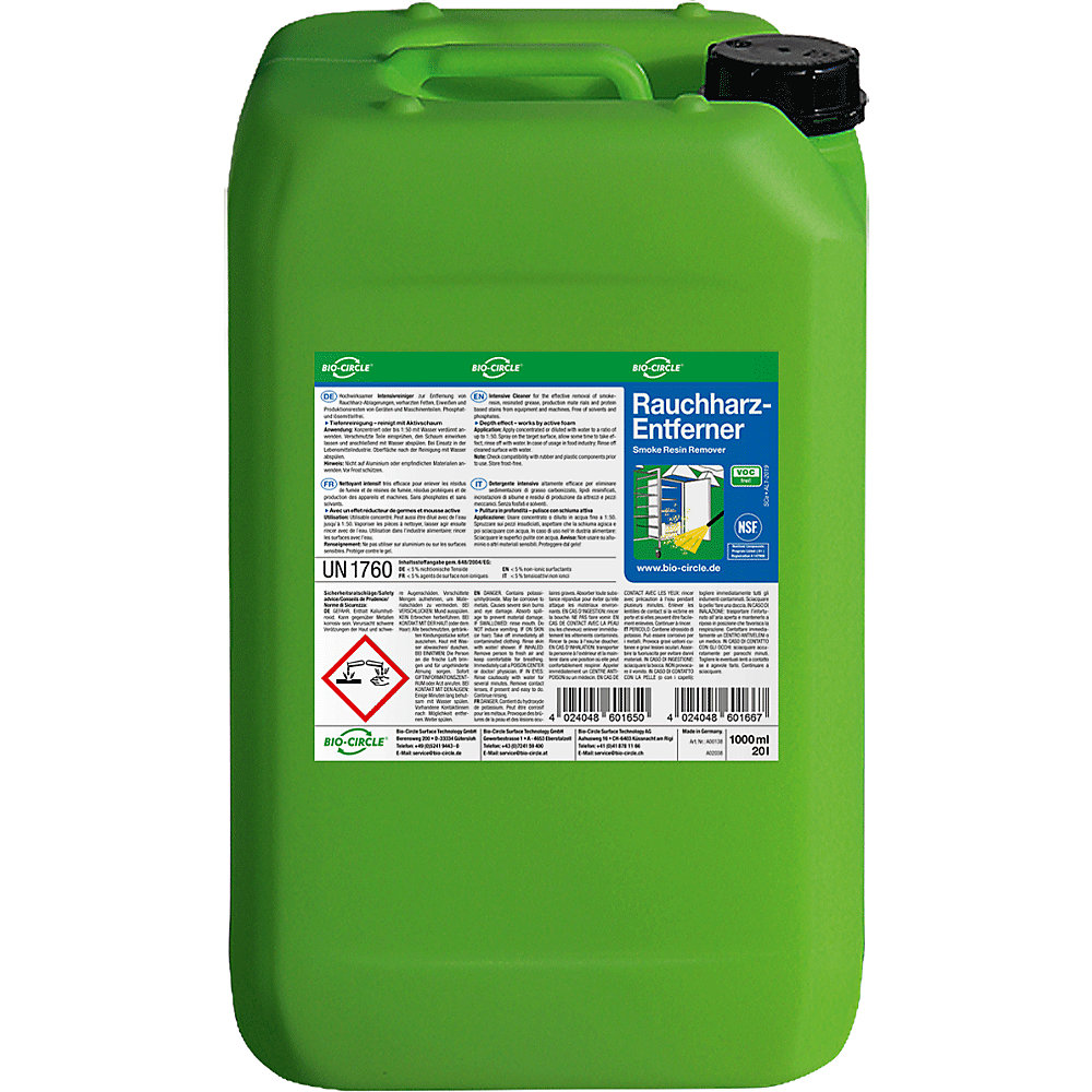 Bio-Circle Pulitore per resina e fumo, tanica da 20 l, certificato NSF