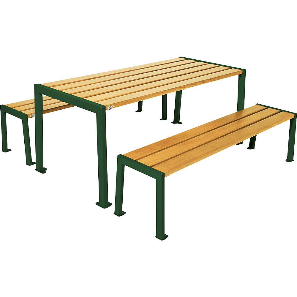 PROCITY Set di tavolo e panche Silaos®, lunghezza 1800 mm, verde / quercia chiaro