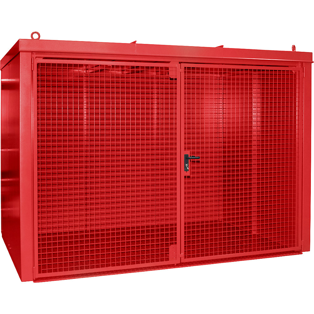 EUROKRAFTpro Container per bombole di gas, antincendio, per 96 bombole con Ø 230 mm, rosso