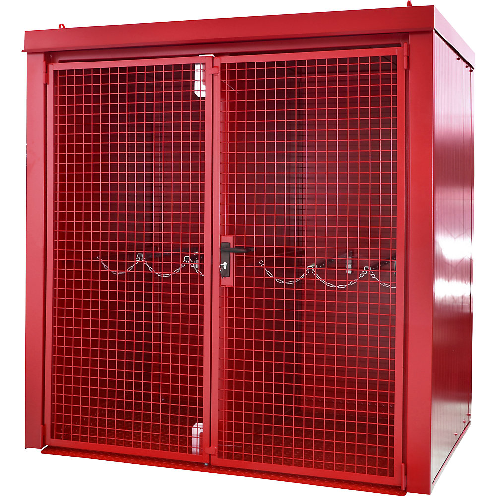 EUROKRAFTpro Container per bombole di gas con parete divisoria, antincendio, per 35 bombole con Ø 230 mm, rosso