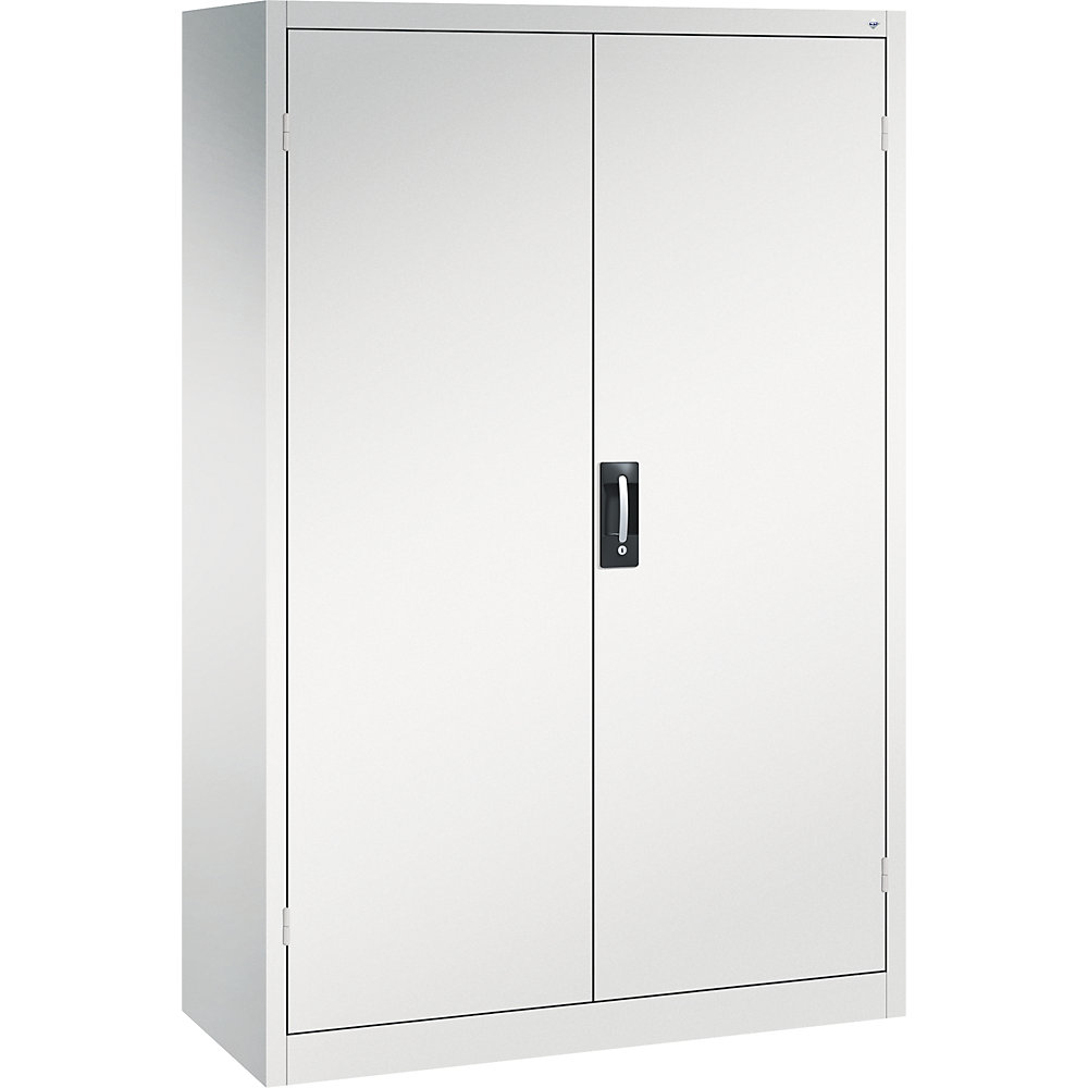 Werkstatt-Flügeltürschrank mit Schubladen, BxT 1200 x 500 mm, 3 Fachböden, lichtgrau / lichtgrau C+P 2