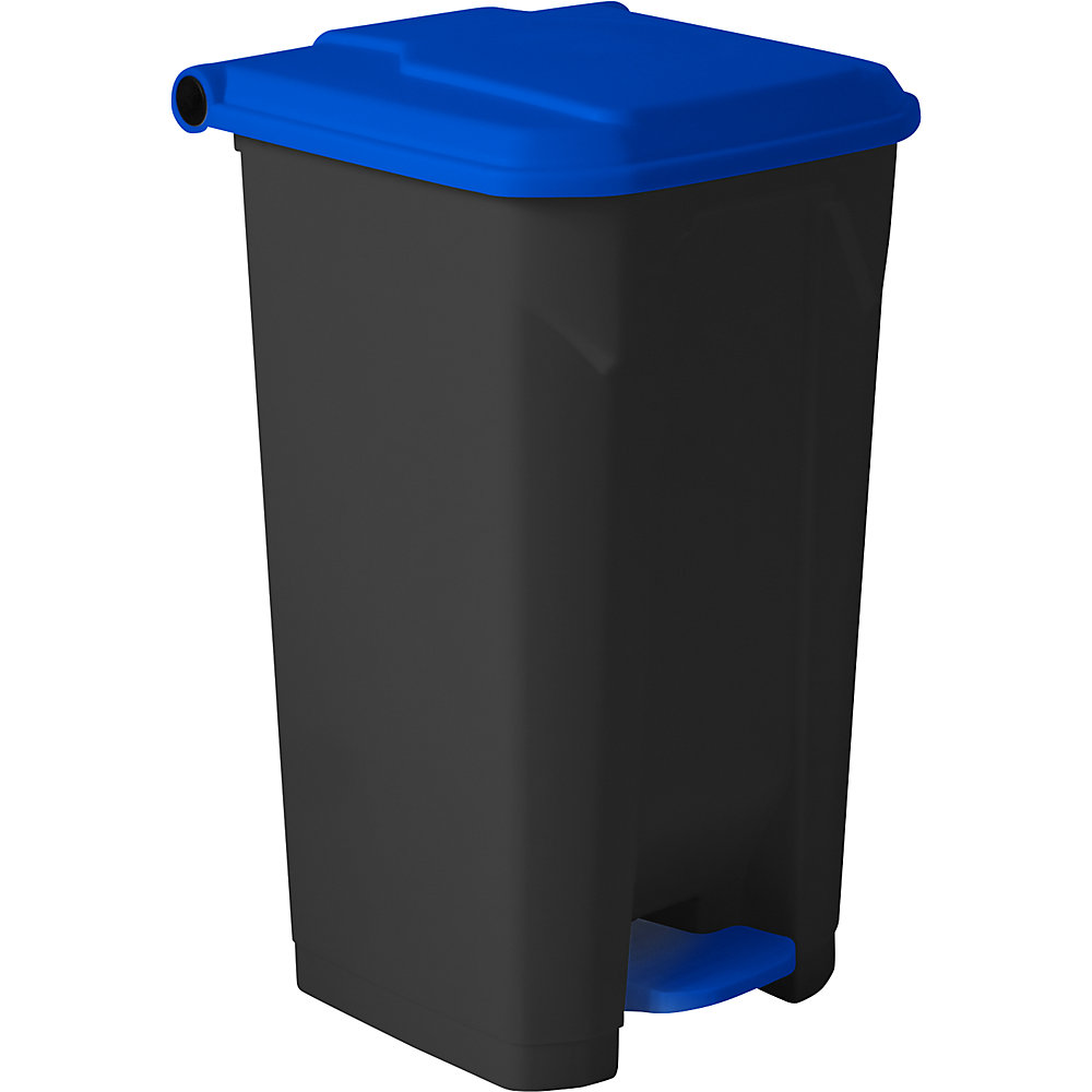 Cestino a pedale NOIR in materiale riciclato al 100%, capacità 100 l, nero / blu