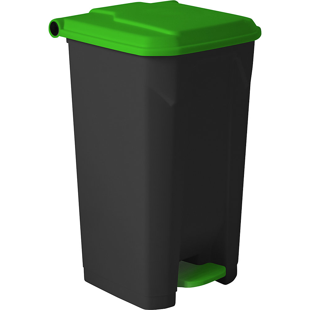 Cestino a pedale NOIR in materiale riciclato al 100%, capacità 100 l, nero / verde