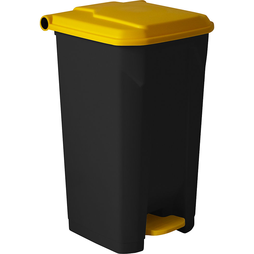 Cestino a pedale NOIR in materiale riciclato al 100%, capacità 100 l, nero / giallo