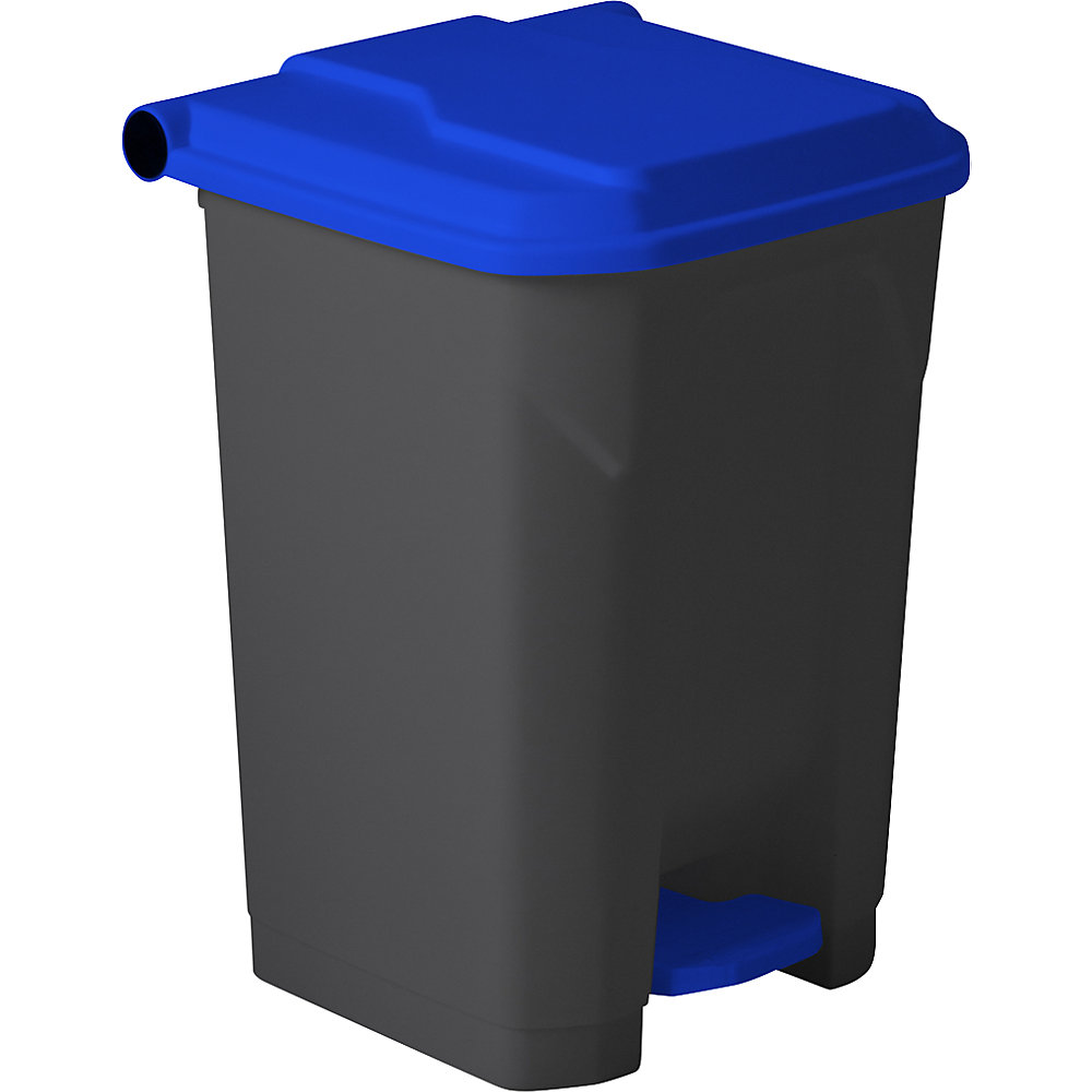 Cestino a pedale NOIR in materiale riciclato al 100%, capacità 50 l, nero / blu