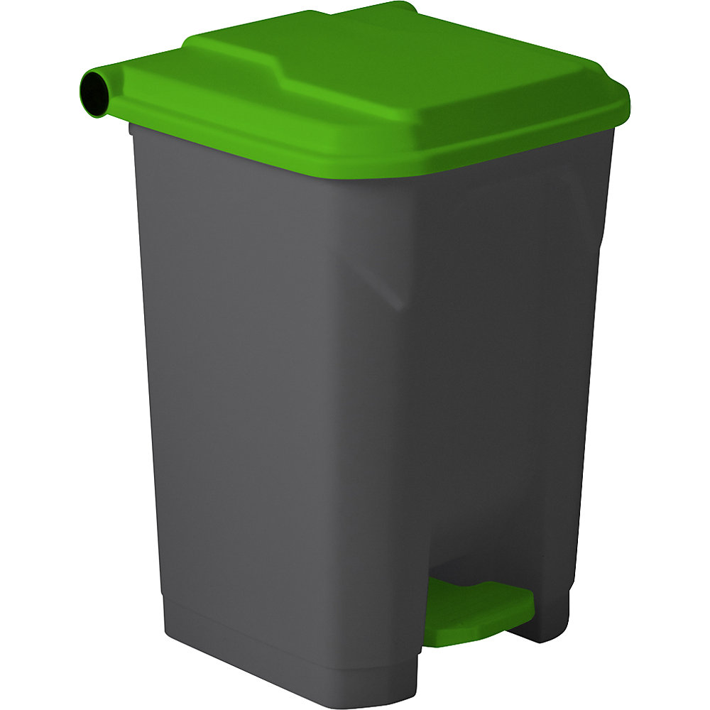 Cestino a pedale NOIR in materiale riciclato al 100%, capacità 50 l, nero / verde