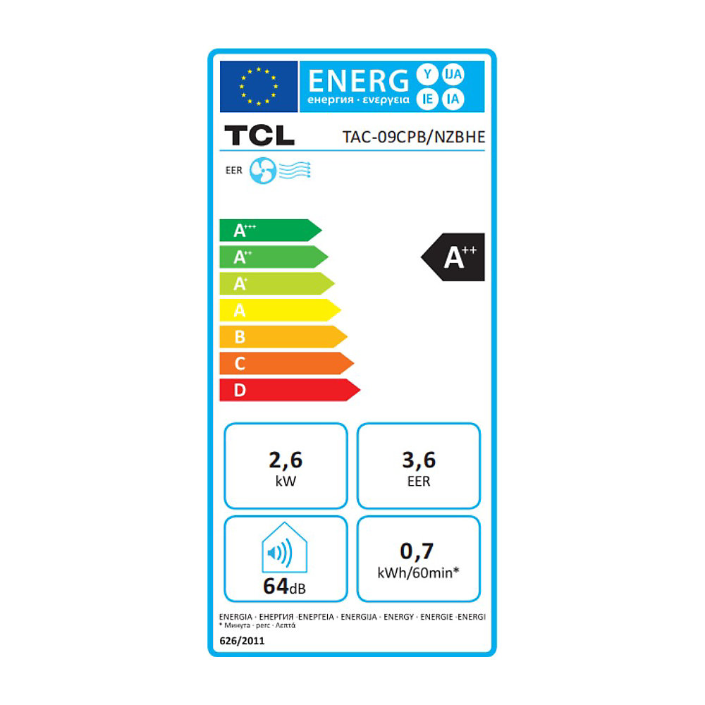 Mobiles Klimagerät 9000 BTU, 2,6 kW, A++, 3-in-1-Gerät, schwarz TCL 2