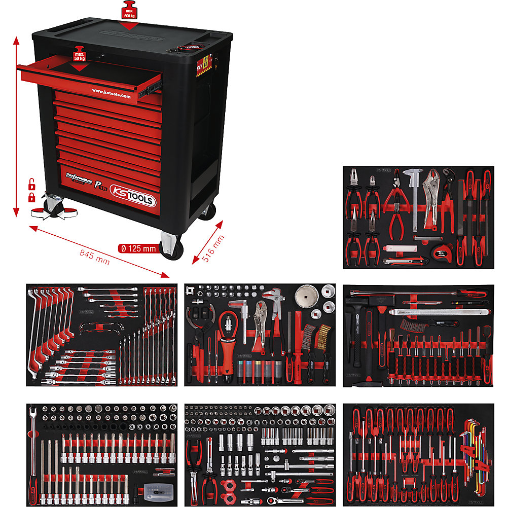 Photos - Tool Box KS Tools P15, with 397 tools, P15, with 397 tools, for 7 drawers 
