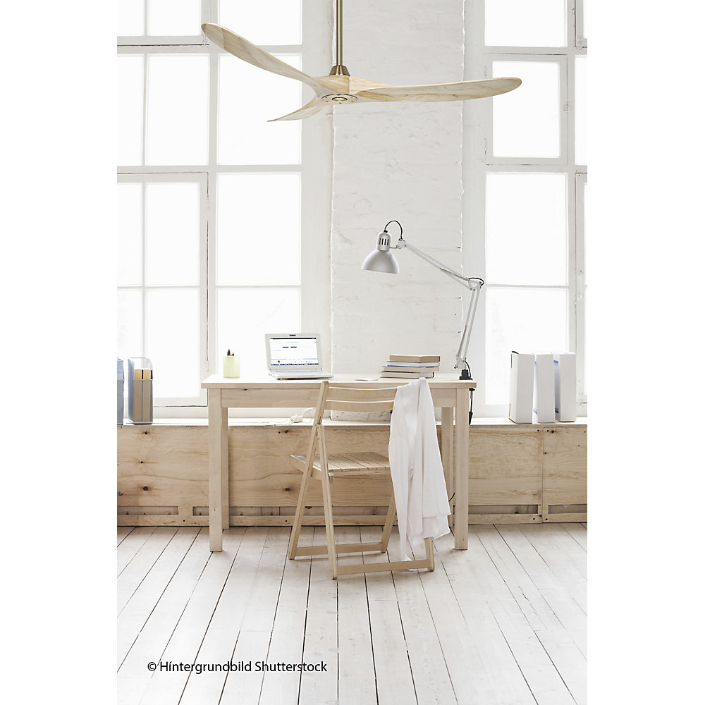 kaiserkraft Deckenventilator ECO GENUINO, Rotorblatt-Ø 1520 mm, natur / Messing 2