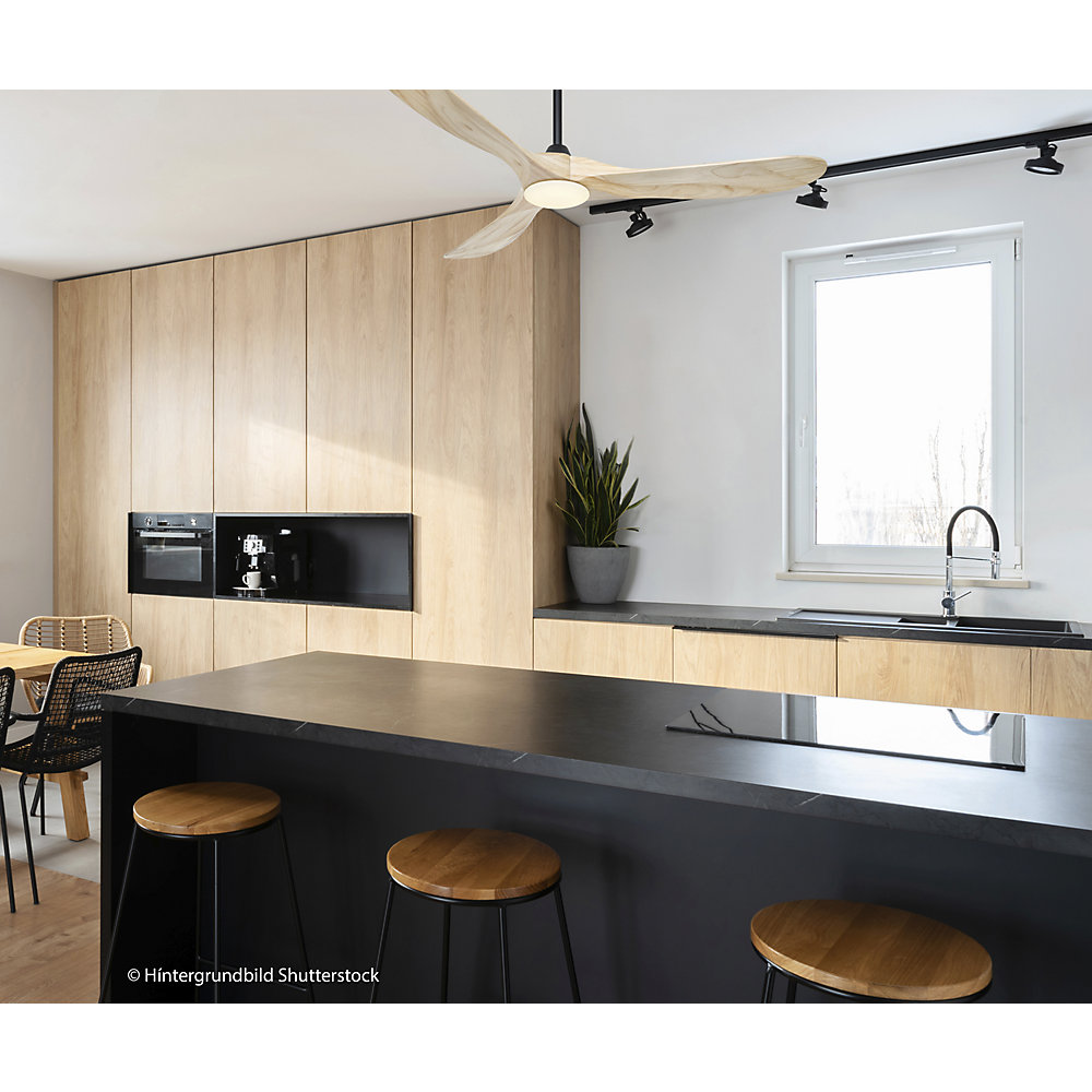 kaiserkraft Deckenventilator ECO GENUINO-L, Rotorblatt-Ø 1520 mm, natur / mattschwarz 2