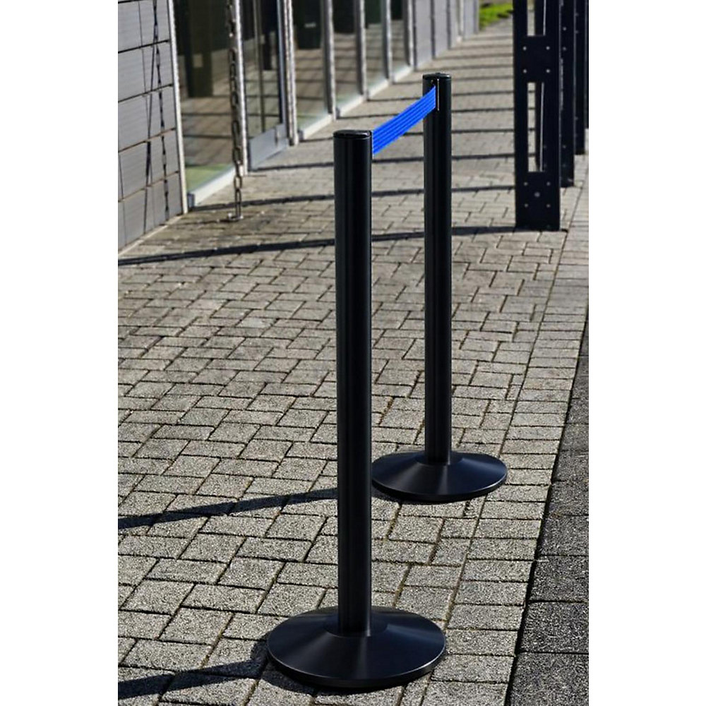 kaiserkraft Gurtpfosten Beltrac EXTEND, Aluminium, Pfosten schwarz, Gurt blau 2
